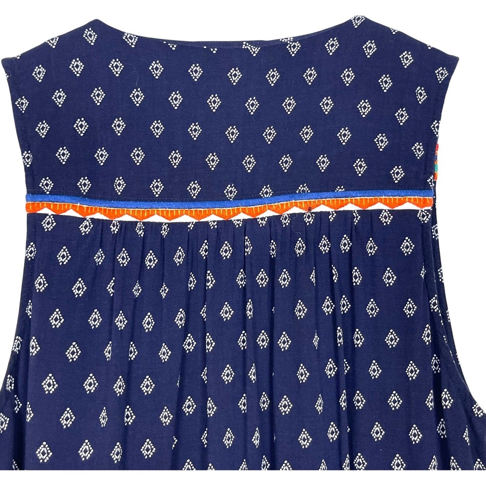 Anthropology THML Embroidered Boho Mini Dress Womens Medium Navy Blue Sleeveless - Picture 10 of 13